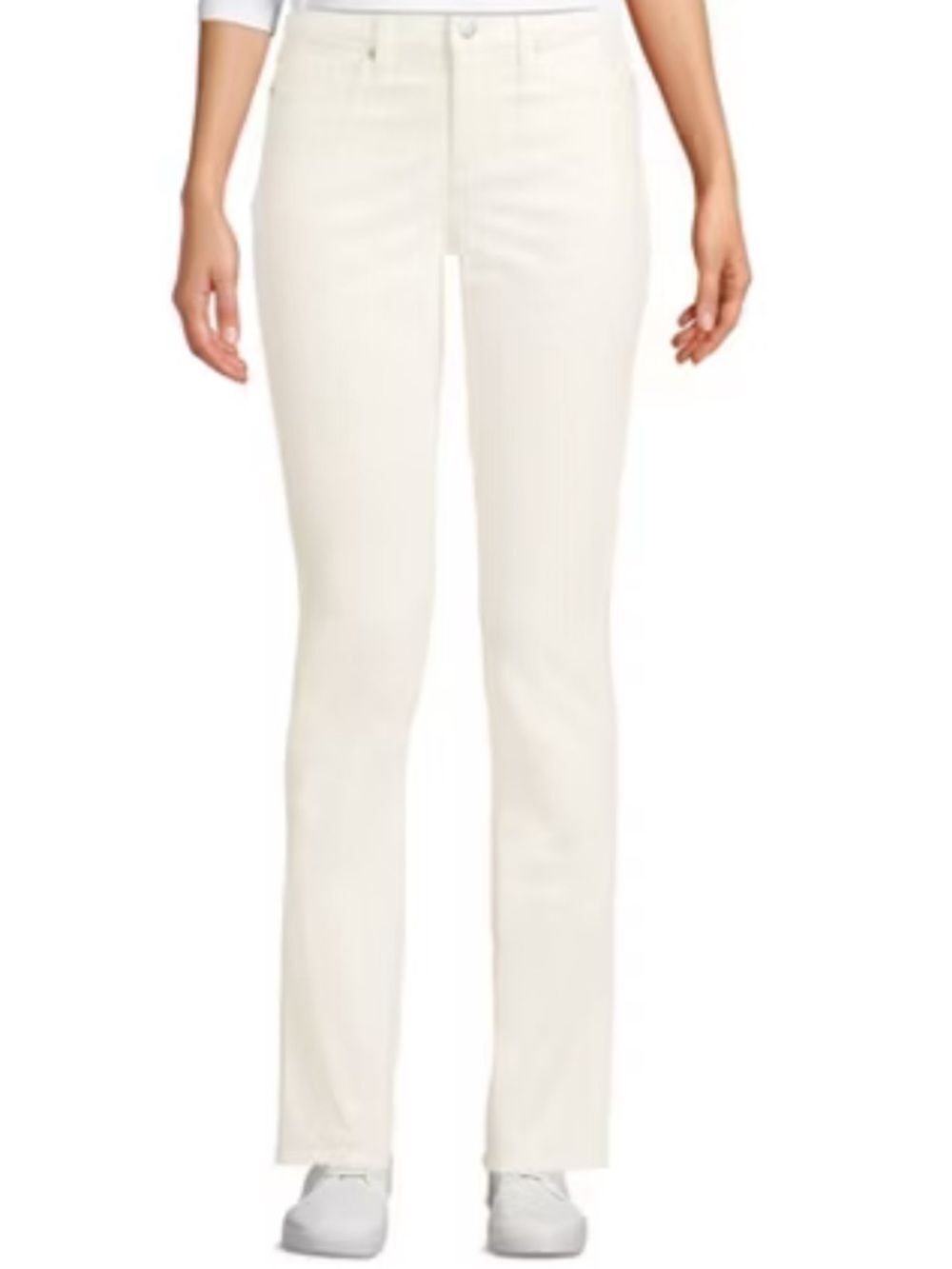 Lands’ End Mid Rise Straight Leg Corduroy Pants, ivory, size 8. - Picture 3 of 10